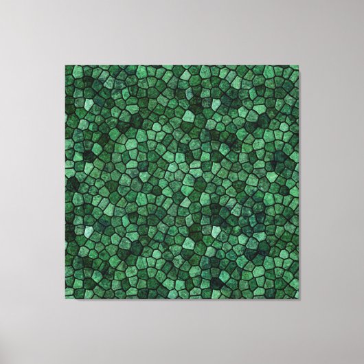 Jade Green Cobbled Patchwork Terrazo Muster Leinwanddruck (Vorderseite)