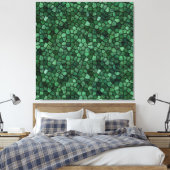 Jade Green Cobbled Patchwork Terrazo Muster Leinwanddruck (Insitu (Schlafzimmer))