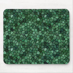 Jade Green Cobbled Patchwork Terrazo Muster Mousepad