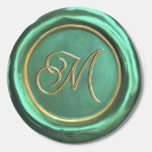 Jade Green Gold Monogram Vintag Wax Siegel Sticker (Vorderseite)