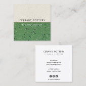 JADE GREEN KERAMIK POTTERY GLAZED SPECKURE TEXTURE QUADRATISCHE VISITENKARTE (Vorne/Hinten)