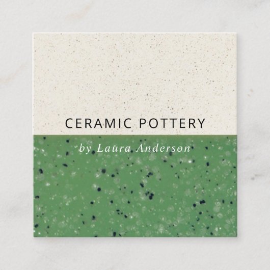 JADE GREEN KERAMIK POTTERY GLAZED SPECKURE TEXTURE QUADRATISCHE VISITENKARTE (Vorderseite)