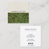 JADE GREEN KERAMIK POTTERY GLAZED SPECKURE TEXTURE QUADRATISCHE VISITENKARTE (Vorne/Hinten)
