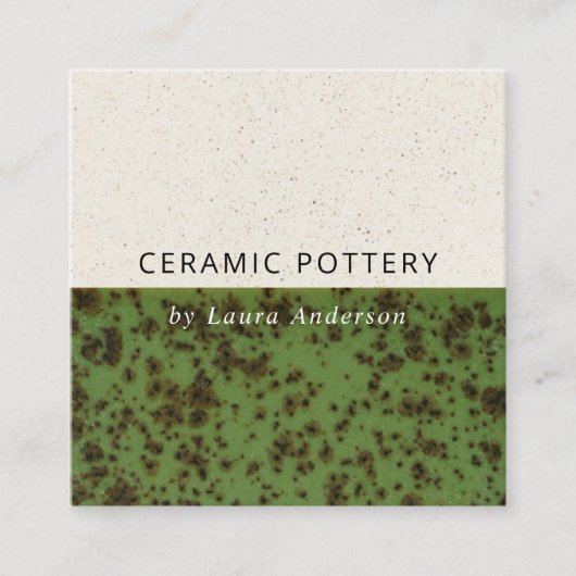 JADE GREEN KERAMIK POTTERY GLAZED SPECKURE TEXTURE QUADRATISCHE VISITENKARTE (Vorderseite)