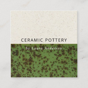 JADE GREEN KERAMIK POTTERY GLAZED SPEZIFISCHE TEXT QUADRATISCHE VISITENKARTE
