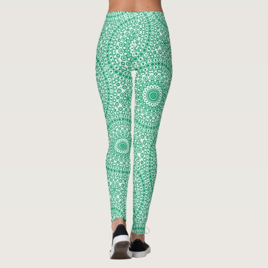 Jade Green Mandala Pattern Leggings (Rückseite)