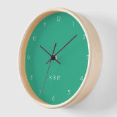 Jade Green Monogram | Moderne Minimslist-Initialen Uhr (Winkel)