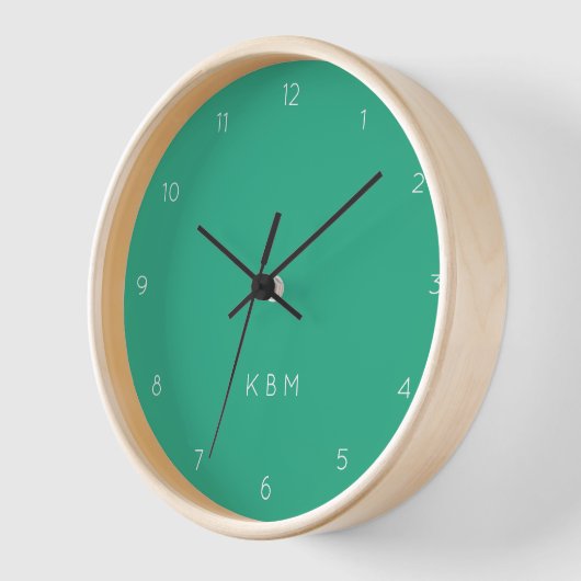 Jade Green Monogram | Moderne Minimslist-Initialen Uhr (Winkel)