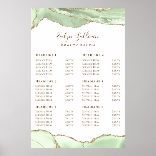 Jade green Price List Poster (Vorne)