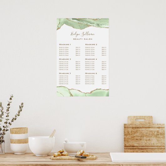 Jade green Price List Poster (Küche)