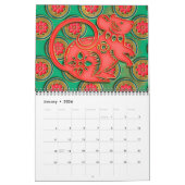Jade Green Red Gold Chinesisch Zodiac unterzeichne Kalender (Jan 2026)