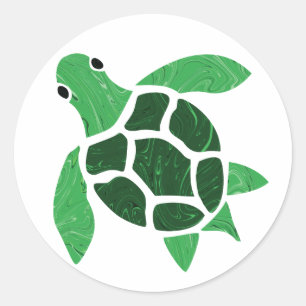Jade Green Sea Turtle Mosaik Art Runder Aufkleber