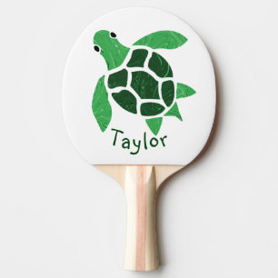 Jade Green Sea Turtle Mosaik mit Namen Golf Balls Tischtennis Schläger