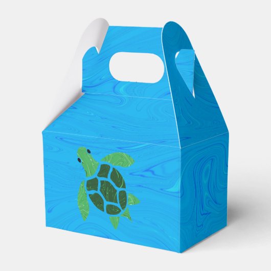Jade Green Sea Turtle on Ocean Blue Background Geschenkschachtel (Vorderseite)