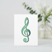 Jade Green Treble Clef Postkarte (Stehend Vorderseite)