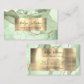 Jade Green und Gold Agate Business Card Visitenkarte (Vorne/Hinten)