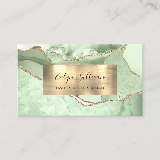 Jade Green und Gold Agate Business Card Visitenkarte (Vorderseite)