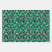 Jade Green und Gold Foil Look Leopard Print Geschenkpapier Set (Vorderseite 3)