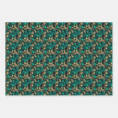 Jade Green und Gold Foil Look Leopard Print Geschenkpapier Set (Vorderseite)
