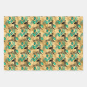 Jade Green und Gold Foil Look Leopard Print Geschenkpapier Set (Vorderseite 2)