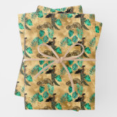 Jade Green und Gold Foil Look Leopard Print Geschenkpapier Set (Beispiel)
