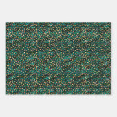 Jade Green und Gold Foil Look Leopard Print Geschenkpapier Set (Vorderseite 3)