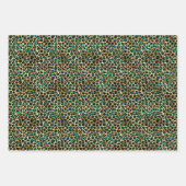 Jade Green und Gold Foil Look Leopard Print Geschenkpapier Set (Vorderseite 2)
