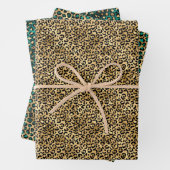 Jade Green und Gold Foil Look Leopard Print Geschenkpapier Set (Beispiel)