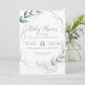 Jade Green Watercolor Botanical Baby Shower Einladung (Stehend Vorderseite)