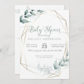 Jade Green Watercolor Botanical Baby Shower Einladung (Vorne/Hinten)