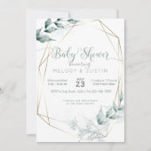 Jade Green Watercolor Couple's Baby Shower Einladung (Vorderseite)