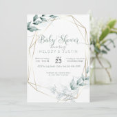 Jade Green Watercolor Couple's Baby Shower Einladung (Stehend Vorderseite)