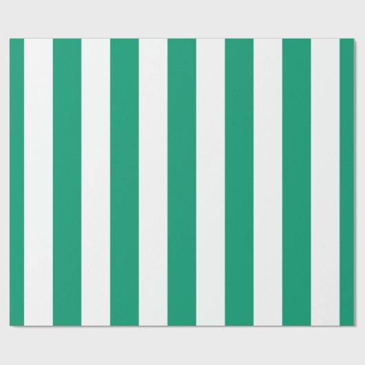 Jade Green White Extra Large Stripe Muster Geschenkpapier (Flach)