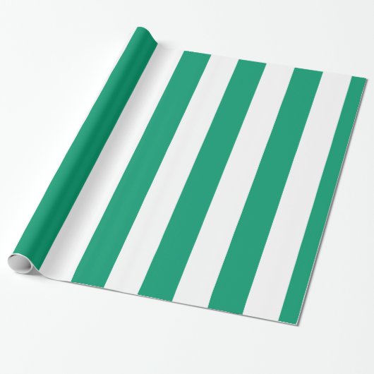 Jade Green White Extra Large Stripe Muster Geschenkpapier (Ungerollt)