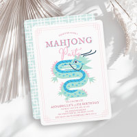 Jade GrünDrachen Rosa Chinoiserie Mahjong Geburtst