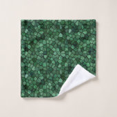 Jade Grünes Kopfsteinpflaster Patchwork Terrazzo M Badhandtuch Set (Waschlappen)