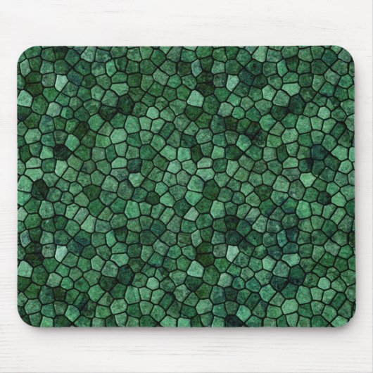 Jade Grünes Kopfsteinpflaster-Patchwork-Terrazzo-M Mousepad (Vorne)