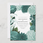 Jade Haze, Alpine Teal & Snow Mint Florale Hochzei Einladung (Vorderseite)