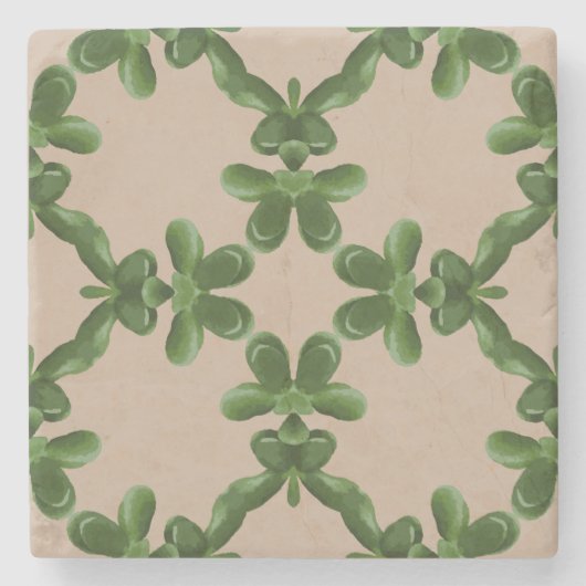 Jade Lattice in Beige Steinuntersetzer (Vorderseite)