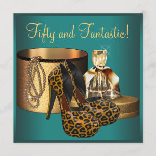 Jade Leopard Gold Womans 50. Geburtstag Einladung