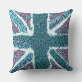 Jade Lila Union Jack Liquid Art, Wild Animal Kissen (Rückseite)