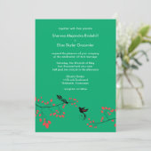 Jade Love Birds Hochzeit individuelle Einladung (Stehend Vorderseite)
