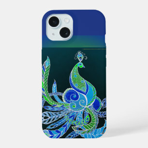 Jade Majesty Elegante Grün und Blau Pfau iPhone 15 Hülle