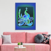 Jade Majesty Elegante Grün und Blau Pfau Leinwanddruck (Insitu (Wohnzimmer))