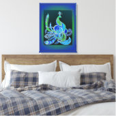Jade Majesty Elegante Grün und Blau Pfau Leinwanddruck (Insitu (Schlafzimmer))