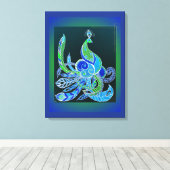 Jade Majesty Elegante Grün und Blau Pfau Leinwanddruck (Insitu (Holzboden))