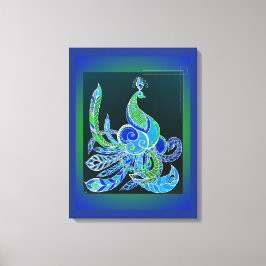 Jade Majesty Elegante Grün und Blau Pfau Leinwanddruck