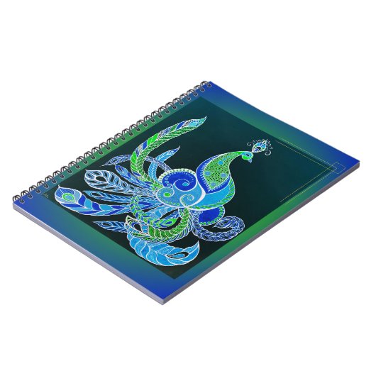 Jade Majesty Elegante Grün und Blau Pfau Notizblock (Linke Seite)