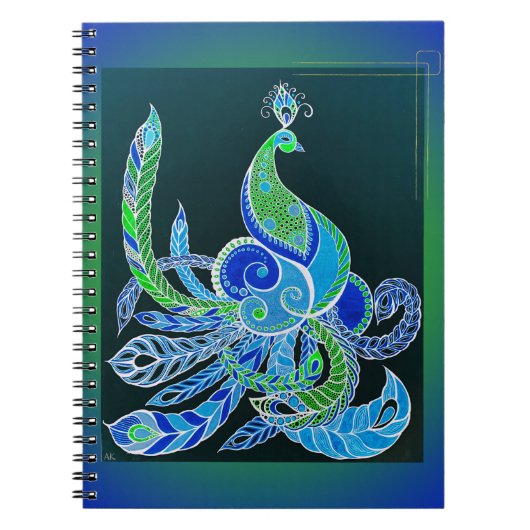 Jade Majesty Elegante Grün und Blau Pfau Notizblock (Vorderseite)
