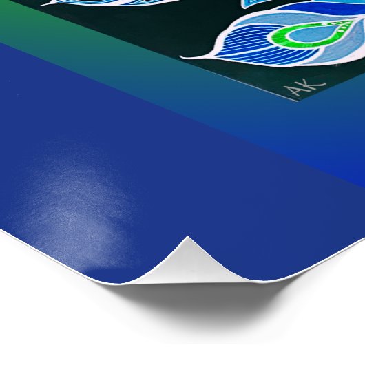 Jade Majesty Elegante Grün und Blau Pfau Poster (Ecke)